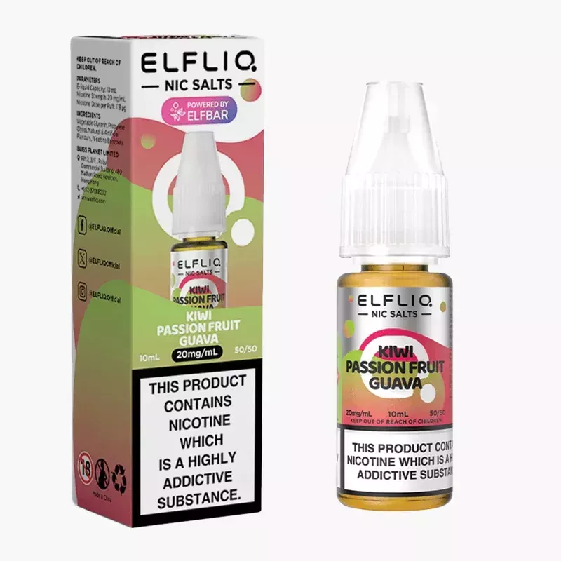 ELFLIQ Kiwi Passionfruit Guava 10 ml krabica – ELFLIQ nikotínová soľ s príchuťou kivi, marakuja a guava
