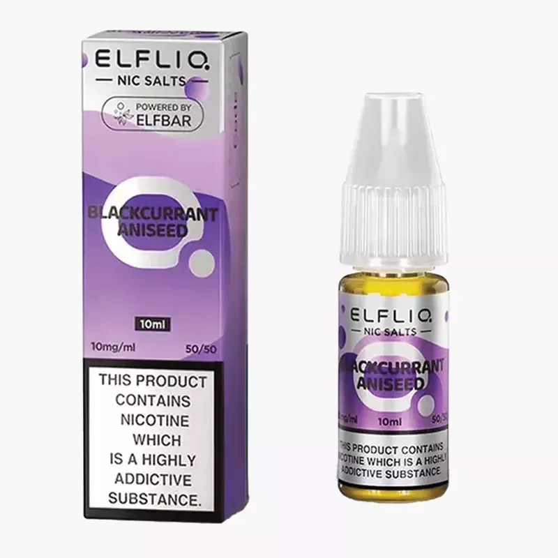 ELFLIQ Blackcurrant Aniseed Nic Salt 10 ml krabica – ELFLIQ nikotínová soľ s príchuťou čierna ríbezľa a aníz