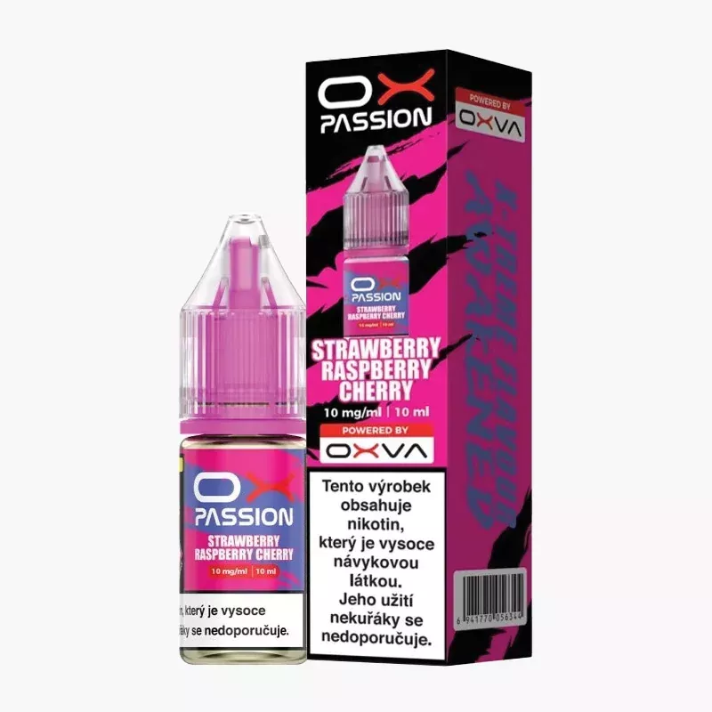 Oxva OX Passion Salts Strawberry Raspberry Cherry 10 ml krabica – jahoda, malina a čerešňa