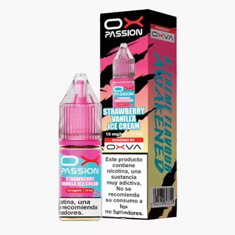 Oxva OX Passion Salts Strawberry Vanilla Ice Cream 10 ml krabica – jahoda a vanilková zmrzlina