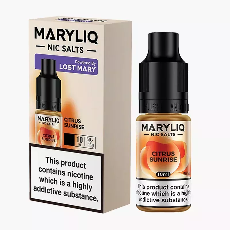 Maryliq Citrus Sunrise 10 ml nikotínová soľ e-liquid škatuľka – príchuť citrusový ovocný mix