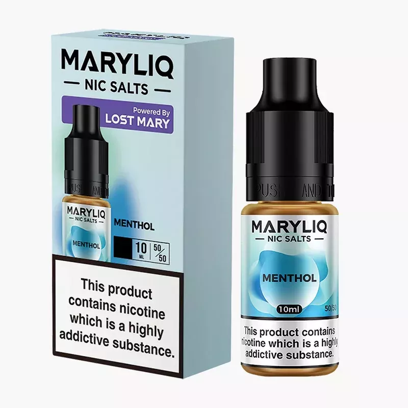 Maryliq Menthol 10 ml nikotínová soľ e-liquid škatuľka – príchuť chladivý mentol