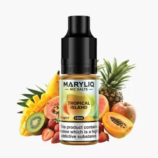 Maryliq Tropical Island 10 ml nikotínová soľ e-liquid fľaštička – príchuť tropický ovocný mix