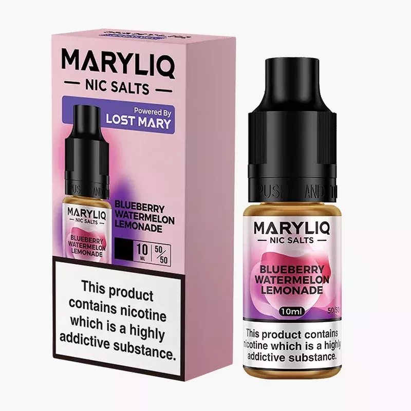 Maryliq Blueberry Watermelon Lemonade 10 ml nikotínová soľ e-liquid škatuľka – príchuť čučoriedkovo-melónová limonáda