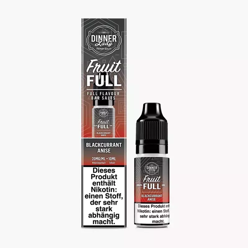 Dinner Lady Fruit FULL Salt Blackcurrant Aniseed 10 ml krabica – čierna ríbezľa a aníz