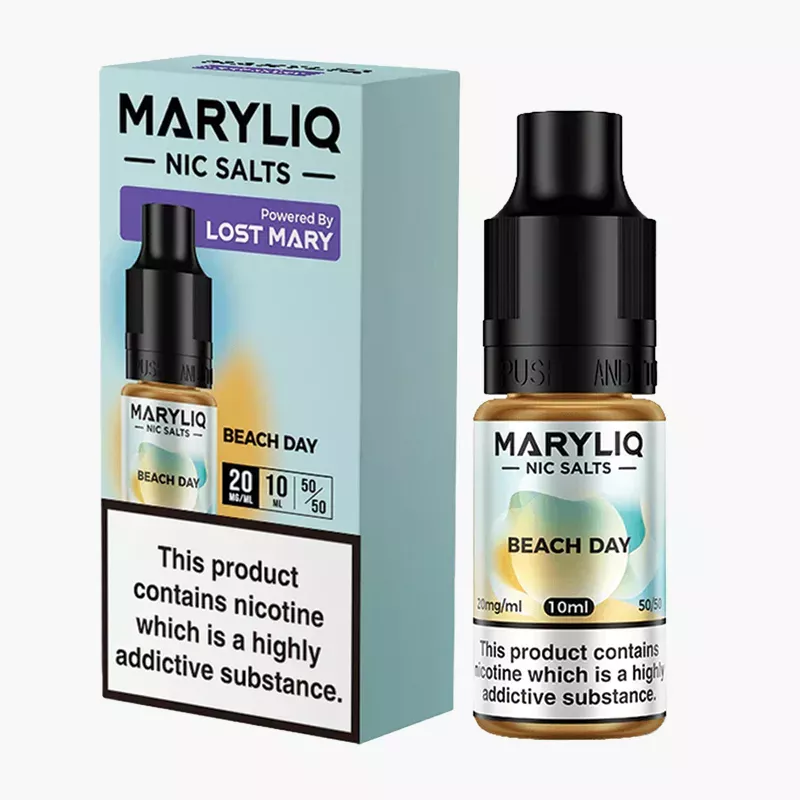 Maryliq Beach Day 10 ml nikotínová soľ e-liquid škatuľka – príchuť tropický ovocný mix