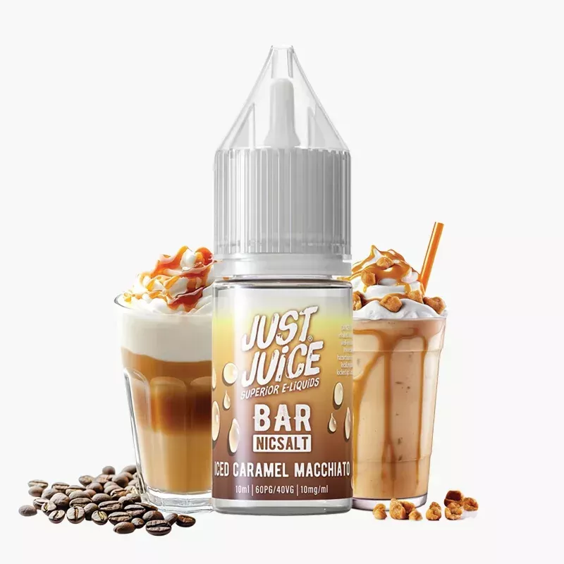 Just Juice Salt Iced Caramel Macchiato 10 ml fľaša – ľadové karamelové macchiato