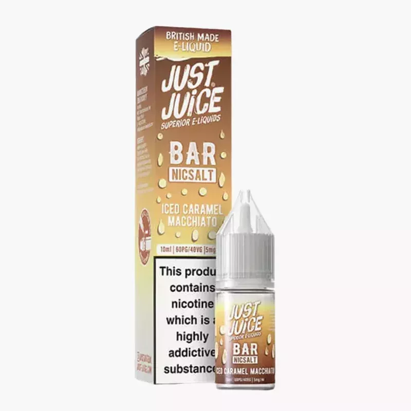 Just Juice Salt Iced Caramel Macchiato 10 ml krabica – ľadové karamelové macchiato