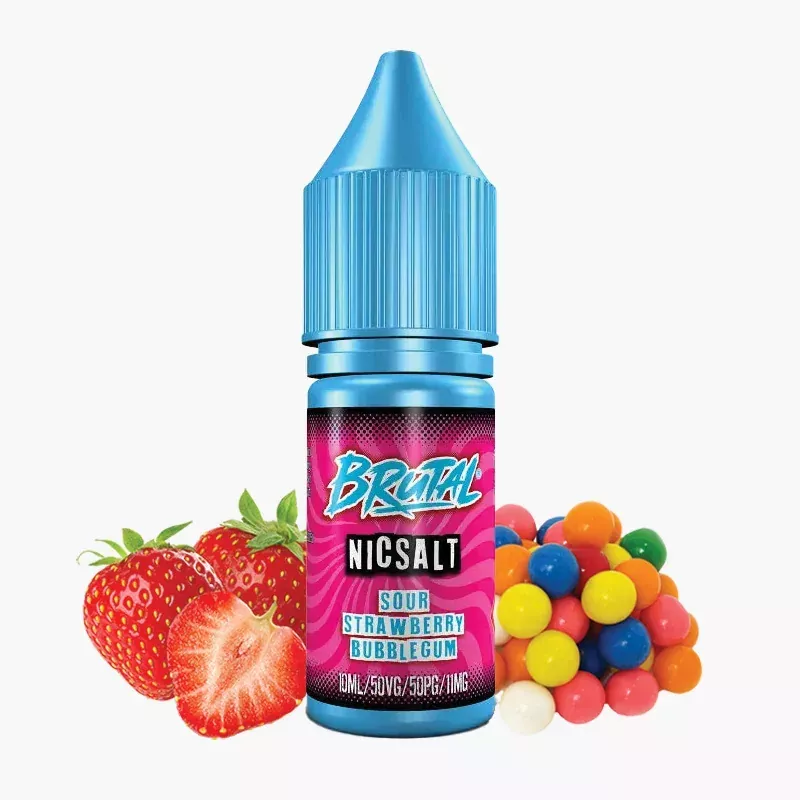 Brutal Salts By Just Juice Sour Strawberry Bubblegum 10 ml fľaša – kyslá jahoda a žuvačka