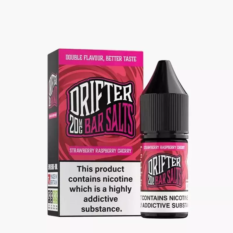 DRIFTER Bar Salts Strawberry Raspberry Cherry 10 ml krabica – jahoda, malina a čerešňa
