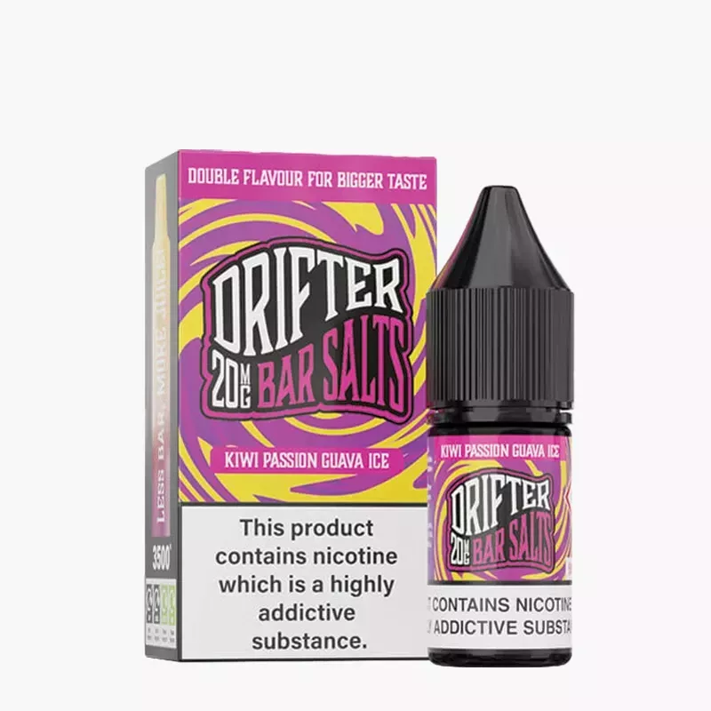 DRIFTER Bar Salts Kiwi Passion Guava Ice 10 ml krabica – kivi, marakuja a guava s ľadom