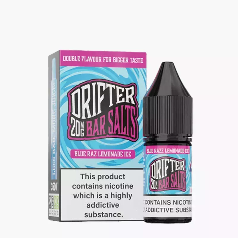 Drifter Blue Razz Lemonade Ice Nic Salt 10 ml e-liquid krabica – modrá malina a limonáda s ľadom